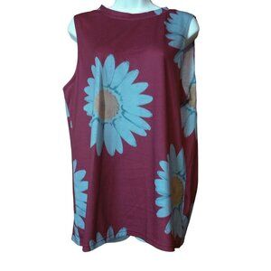 MissLook Women's Medium Sleeveless Daisy Print Tank Top Pullover